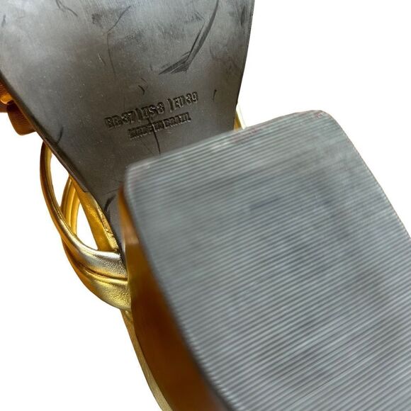 Revolve FARM RIO Block Heel Slide Sandal in Gold & Silver NWOT Size US 8 - Picture 5 of 13